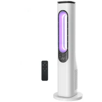 HOMCOM Bladeless Tower Fan for Bedroom, 35dB Standing Cooling Fan with Oscillating, LED Lights, 3 Speeds, 15H Timer, White(m-11)