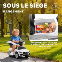 AIYAPLAY Porteur Enfants Mercedes-Benz sous Licence, Porteur Voiture à Pousser avec Poignée Amovible, 91 x 40 x 83 cm, Blanc(m-6)