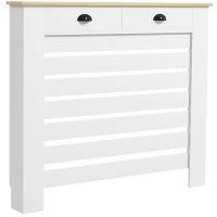 HOMCOM Cubre Radiadores de MDF con 2 Cajones Cubierta para Radiador para Salón Dormitorio Pasillo 111x19x95,5 cm Blanco(m-1)