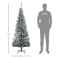 HOMCOM Kunstkerstboom 180 cm Potloodden met Sneeuw, 492 Toppen voor Binnen(m-3)