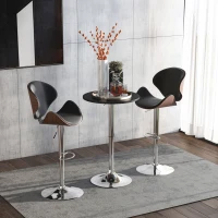 HOMCOM Mesa de Bar Regulable en Altura con Base Redonda y Antideslizante para Cocina Comedor Ø60x69-93 cm Negro(m-10)