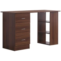 HOMCOM Computer Desk with Drawers, Home Office Desk, Writing Table, PC Workstation with 3 Storage Shelves for Working, Study, 120 x 49 x 72 cm, Walnut(m-10)