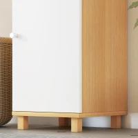 HOMCOM Colonna Bagno con 2 Armadietti e Ripiani Aperti, Mensole Interne Regolabili, 30x30x166 cm, Bianco e Legno(m-9)