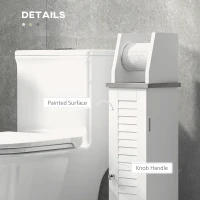 kleankin Toilet Roll Holder Cabinet, Slim Freestanding Bathroom Cabinet with Adjustable Shelf, Toilet Roll Storage Unit, White(m-5)