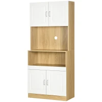 HOMCOM Mobile Dispensa Alto in Truciolato a 4 Ante con Armadietti e Ripiano Aperto, 80x40x180 cm(m-11)