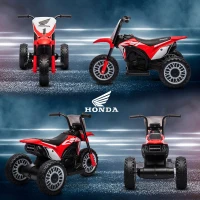 HOMCOM Elektrische Honda Kindermotor, 3 km/u, Geluidseffecten, voor 18-36 Maanden, Rood(m-8)