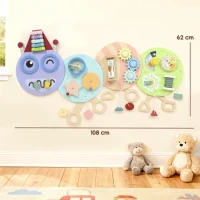AIYAPLAY 7-in-1 Wandspielzeug, Xylophon, Zahnräder, Raupen-Design, MDF, 108 cm, Bunt(m-3)