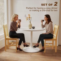HOMCOM Dining Chairs Set of 2, Kitchen Chair with Slat Back, Pine Wood Structure for Living Room and Dining Room, Natural(m-4)