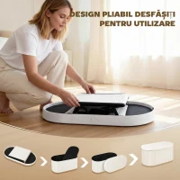 Taburet cu Spațiu de Depozitare Pliabil HOMCOM, Bancă Modernă Tapițată cu Catifea, Suport pentru Picioare cu Compartiment de 72L pentru Sufragerie și Dormitor, 76x38x35 cm, Crem(m-5)