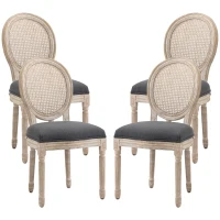 HOMCOM Lot de 4 chaises de Salle à Manger - Chaise de Salon médaillon Style Louis XVI - Bois Massif sculpté, patiné(m-12)