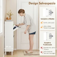 HOMCOM Mobile Scarpe, 4 Cassetti Ribaltabili, Salvaspazio con Ripiani Regolabili, Bianco(m-4)