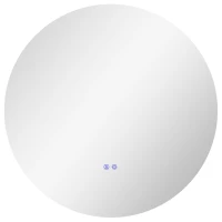 kleankin Specchio Bagno con Luci LED Regolabili, Interruttori Touch e Design Antiappannamento, Ø80 cm(m-1)