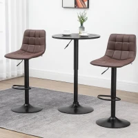 HOMCOM Adjustable Bar Stools Set of 2, Swivel PU Leather Upholstered Barstools with Tufted Seat and Back, Breakfast Bar Chairs for Kitchen Counter, Brown(m-10)