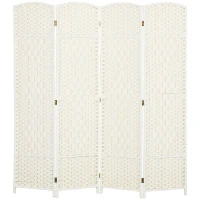 HOMCOM Paravent intérieur en bois 4 panneaux séparateur de pièce pliable pour salon chambre 180 x 180 cm blanc(m-12)