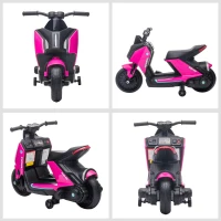 HOMCOM 6V Kids Electric Motorbike Ride On Toy w/ Music LED Lights Training Wheels for Girls Boy 2-4 Years Pink(m-7)
