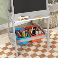 AIYAPLAY Dubbelzijdige Kinder Tekenezel met Papierrol, Krijtbord, Whiteboard, 3-in-1 Ontwerp, voor Tekenen en Schilderen(m-8)