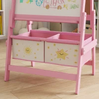 AIYAPLAY Kinder Ezel 3-in-1 Kindertafel met Krijtbord, Whiteboard, Papierrol en 2 Opbergmanden, voor 3-8 Jaar, Roze(m-8)