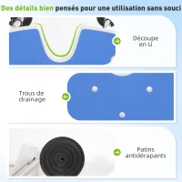 HOMCOM Tabouret de douche siège de douche hauteur ajustable 39-51,5 cm barre d'appui à ventouse patins à ventouse bleu foncé(m-5)