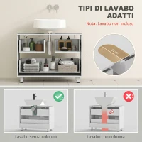HOMCOM Mobile Sottolavabo Moderno con 2 Cassetti e Divisori per Lavabo Senza Piedistallo, 80x30x60 cm, Bianco(m-4)