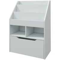 HOMCOM Kinderregal mit Schublade, Bücherregal mit Fächern, 60 x 29,9 x 90 cm, Grau(m-11)