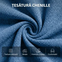 HOMCOM Fotoliu Masant Reclinabil 160°, Chenille cu Suport pentru Picioare și Telecomandă, Albastru Închis(m-7)