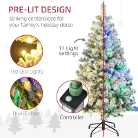 HOMCOM 4.5' Artificial Snow Christmas Trees with Frosted Branches, Warm White or Colourful LED Lights, Steel Base(m-4)