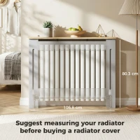 HOMCOM Slatted Radiator Cover, Painted Cabinet with Line Grill Design, 112L × 19W × 81H cm, Grey(m-7)