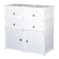 HOMCOM Armario Modular Plástico Estantería 6 Cubos Ropero Zapatero Aparador Combinado Pegatinas Adhesivas Decorativas Ropero Zapatero Combinado Mueble Organizador Ropa Zapatos Accesorios Juguetes(m-11)