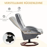 HOMCOM Massagestoel met hocker, ligfunctie, afstandsbediening, draaibaar, lederlook, tot 150 kg, donkergrijs(m-5)