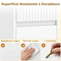 HOMCOM Armário Alto de Casa de Banho com Gaveta Design Canelado Prateleira Ajustável Prateleiras Abertas para Espaços Pequenos Branco(m-7)