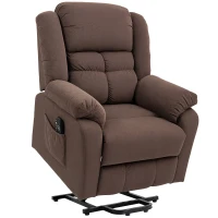 HOMCOM Opsta-hulpstoel met massagefunctie en lendenverwarming, relaxfauteuil met afstandsbedieningen en zijzakken, donkerbruin(m-1)