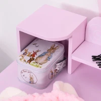 HOMCOM Coiffeuse Enfant Table de Maquillage avec Tabouret, 1 tiroir, Miroir 59 x 39 x 92 cm Bois Rose(m-8)