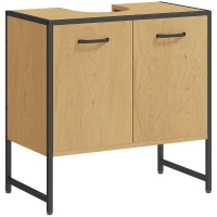 HOMCOM Bathroom Vanity Unit, Under Sink Storage Cabinet with Soft-Close Doors for Basin without or with Pedestal, Natural(m-1)