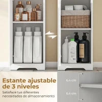 HOMCOM Armario de Baño Alto con Cajón Diseño Acanalado Estante Ajustable Estantes Abiertos para Espacios Pequeños Blanco(m-5)