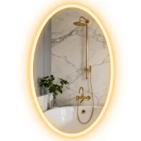 HOMCOM Miroir salle de bain avec éclairage 80 x 50 cm, miroir LED ovale, anti-buée, 3 couleurs lumière, dimmable, transparent(m-11)