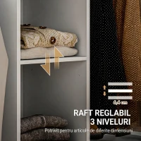 HOMCOM Dulap cu masă de călcat cu roți, suport pentru fier de călcat, bară pentru haine, sertar și rafturi, 125 x 43,5 x 112 cm, alb(m-6)