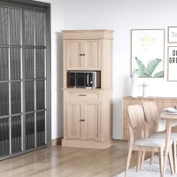 HOMCOM Buffet de cuisine armoire de cuisine multi-rangements 2 placards 2 portes tiroir niche MDF panneaux particules E1 chêne clair(m-10)