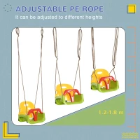 Outsunny 3 in 1 Detachable Kids Swing Seat with Safety Belt, Adjustable Rope for Indoor, Outdoor, Playground, Garden, Green(m-5)