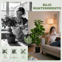 HOMCOM Planta Ficus Artificial 110 cm Planta Artificial con 90 Hojas Musgo y Maceta para Interior y Exterior Verde(m-5)