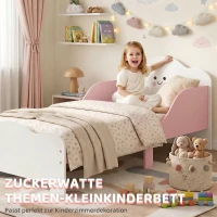 AIYAPLAY Kinderbett, 140 x 70 cm Bettgestell mit hohen Schutzgitter für Kinder von 3-6 Jahren, ohne Matratze, Rosa(m-4)