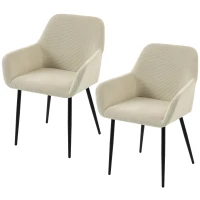 HOMCOM Esszimmerstühle 2er-Set, gepolsterte Küchenstühle mit Metallbeinen, cremeweiß(m-10)