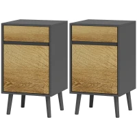 HOMCOM Lot de 2 tables de chevet table de nuit avec tiroirs et placard, style moderne, 40 x 39 x 69 cm, gris foncé(m-12)