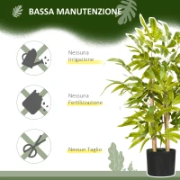 HOMCOM Pianta di Bambu Artificiale Alta 60 cm in Poliestere e PP Verde con Vaso in Cemento Ø15x12.5 cm(m-6)