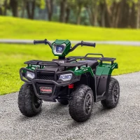 HOMCOM Kinder-Elektroquad, max. 4 km/h, ab 3 Jahren, LED-Scheinwerfer, Musikanschluss, schwarz+grün 88 x 45 x 50 cm(m-10)