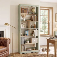 HOMCOM Bibliothèque, étagère de rangement à 6 niveaux avec 6 compartiments ouverts, 76 x 23,8 x 180 cm, bois naturel et vert(m-9)