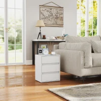 HOMCOM Cassettiera 3 Cassetti Moderna in Legno Bianco, 40x30x50.5 cm(m-6)