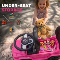 HOMCOM 3 in 1 Kids Children Ride on Push Car Toddler Sliding Car G350 Licensed Walker Foot to Floor Slider Push-Along with Horn Steering Wheel NO POWER Manual, Pink(m-6)