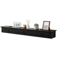 HOMCOM Shelf Wall-Mounted Storage Shelf Shelving Unit MDF 93 x 15 x 10 cm Entryway Kitchen Living Room, Black(m-15)