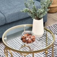 HOMCOM Nesting Round Coffee Table Set of 2 - Gold Tone(m-8)