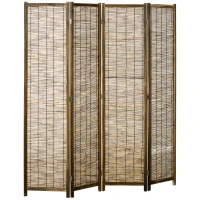 HOMCOM Paravent en bois séparateur de pièce closion de séparation pliable 4 panneaux 160 x 170 cm - naturel(m-12)